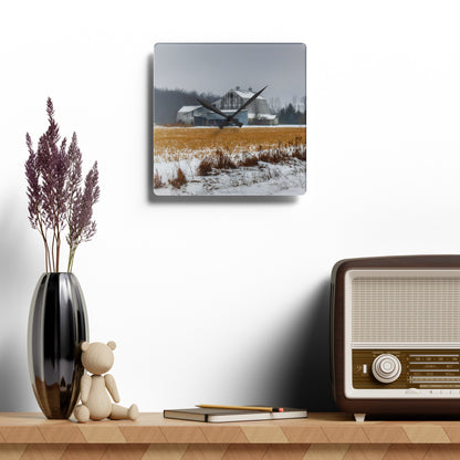 U R There Photography Argyle Road Grey Rustic Farmhouse Acrylic Analog Wall Clock