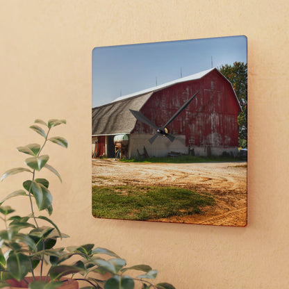 U R There Photography Quonset Barn Rustic Farmhouse Acrylic Analog Wall Clock