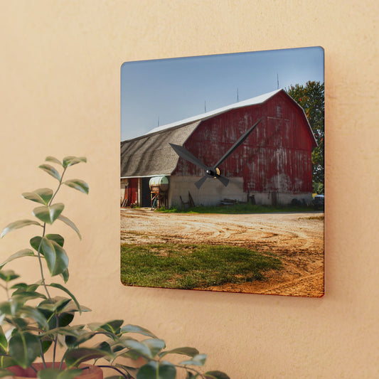 U R There Photography Quonset Barn Rustic Farmhouse Acrylic Analog Wall Clock