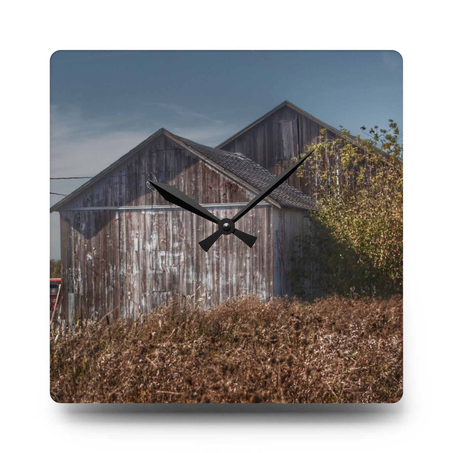U R There Photography Fulmer Road Greys Rustic Farmhouse Acrylic Analog Wall Clock