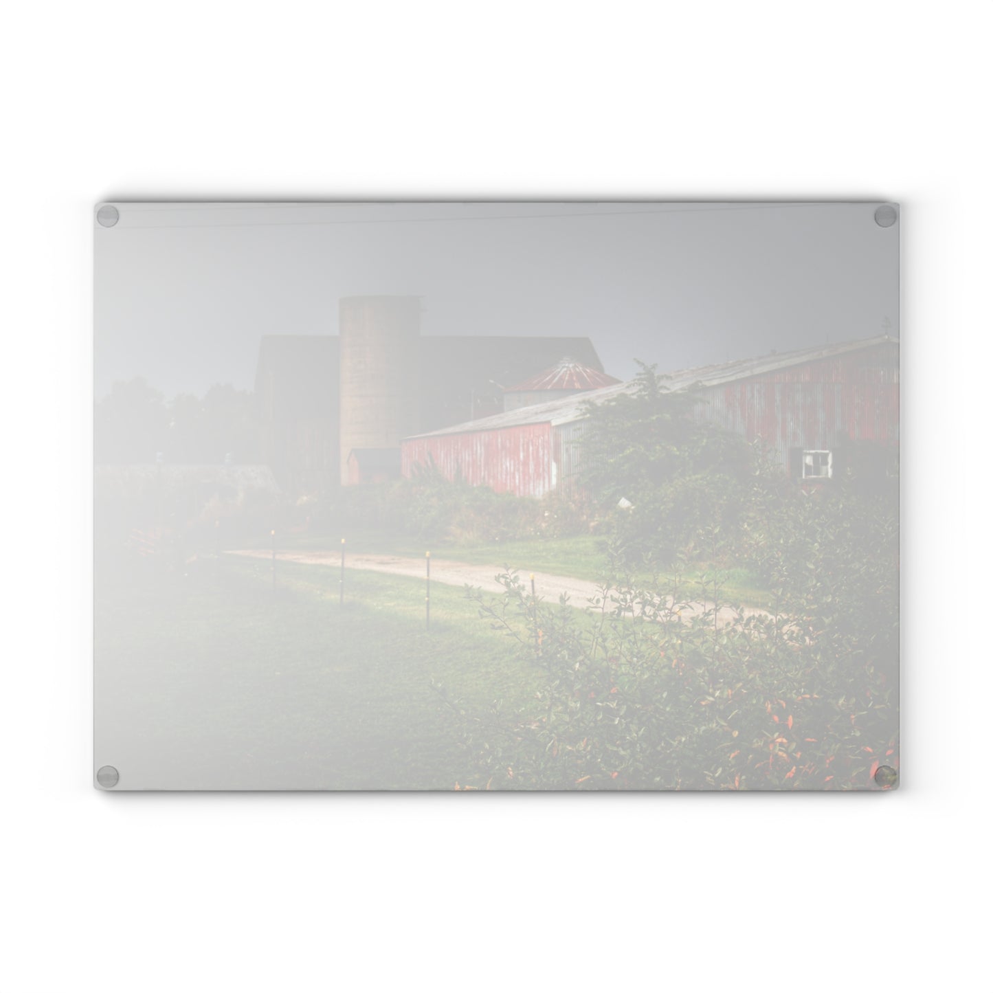 U R There Photography Path of Barns Rustic Farmhouse Tempered-Glass Cutting Board