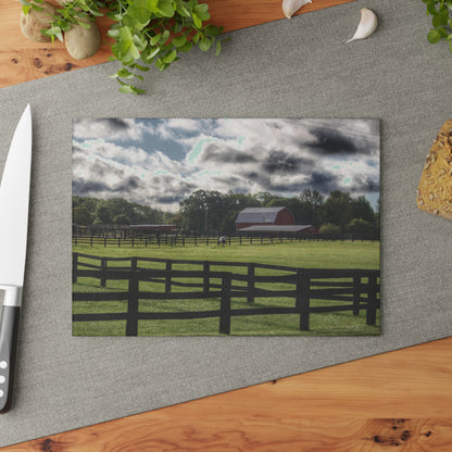 U R There Photography Hosner Road Farm Rustic Farmhouse Tempered-Glass Cutting Board