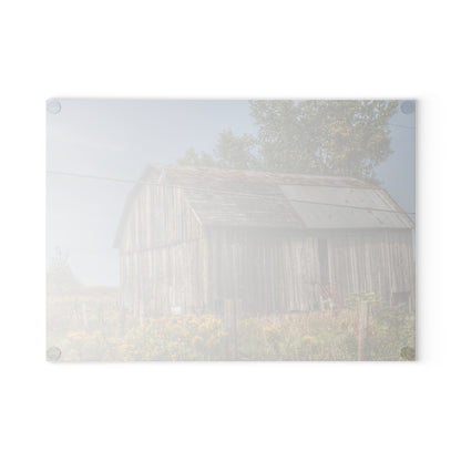 U R There Photography Schott Road Grey I Rustic Farmhouse Tempered-Glass Cutting Board