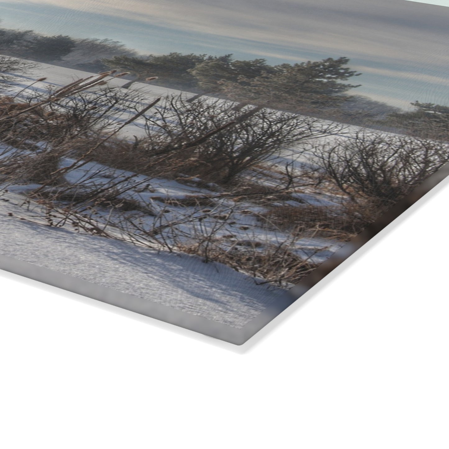 U R There Photography Winter in Mayfield Rustic Farmhouse Tempered-Glass Cutting Board