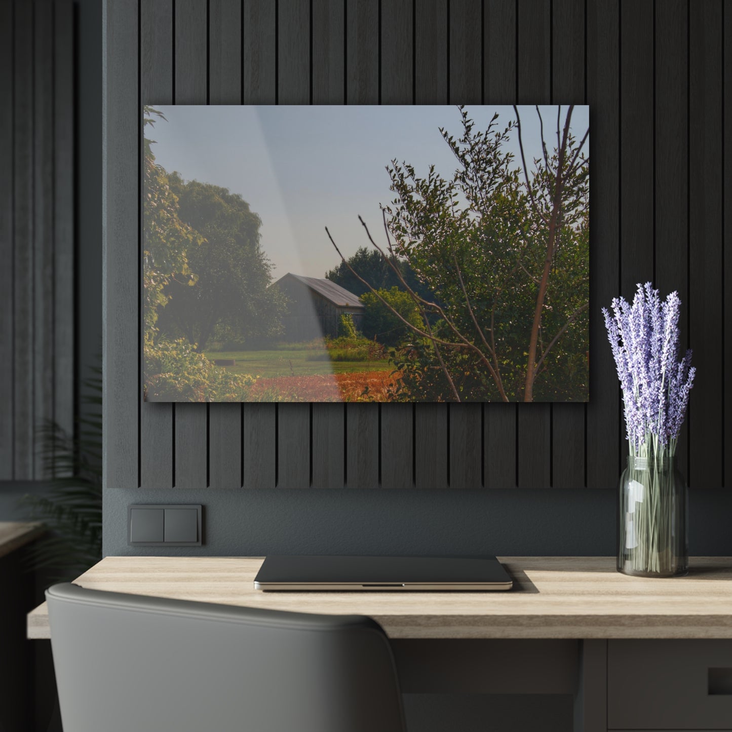 U R There Photography Clifford Hidden Grey Rustic Farmhouse Acrylic Wall Print