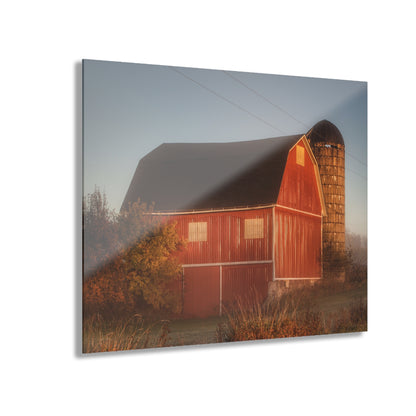 U R There Photography Klam Road Red Meets Foggy Sunrise II Rustic Farmhouse Acrylic Wall Print 20"x16"