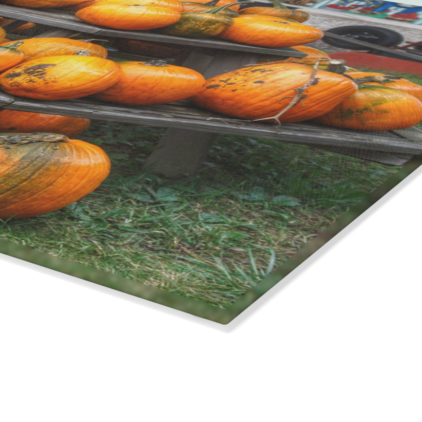 Barn Boutique Rustic Tempered-Glass Cutting Board| Tabletop Pumpkins