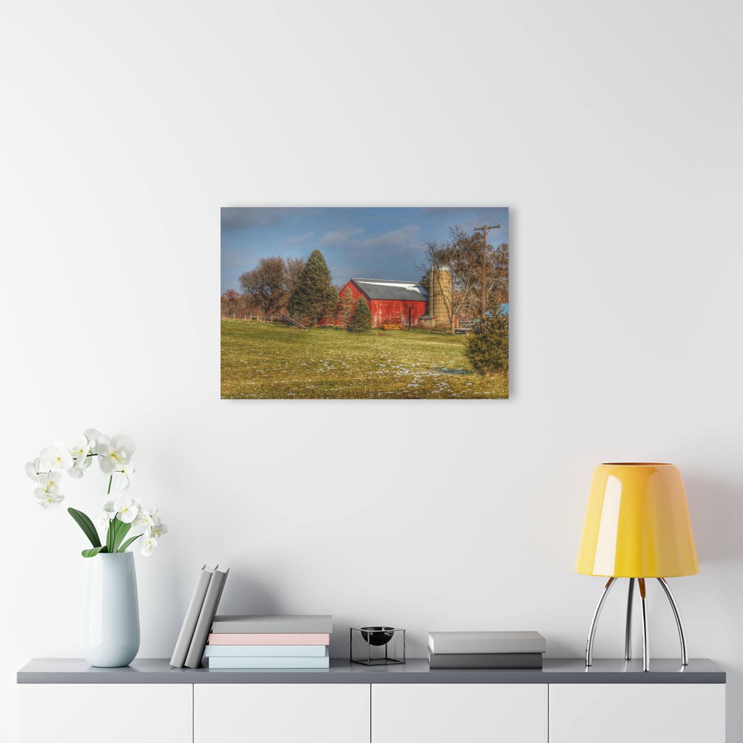 U R There Photography Columbiaville Road Red I Rustic Farmhouse Acrylic Wall Print