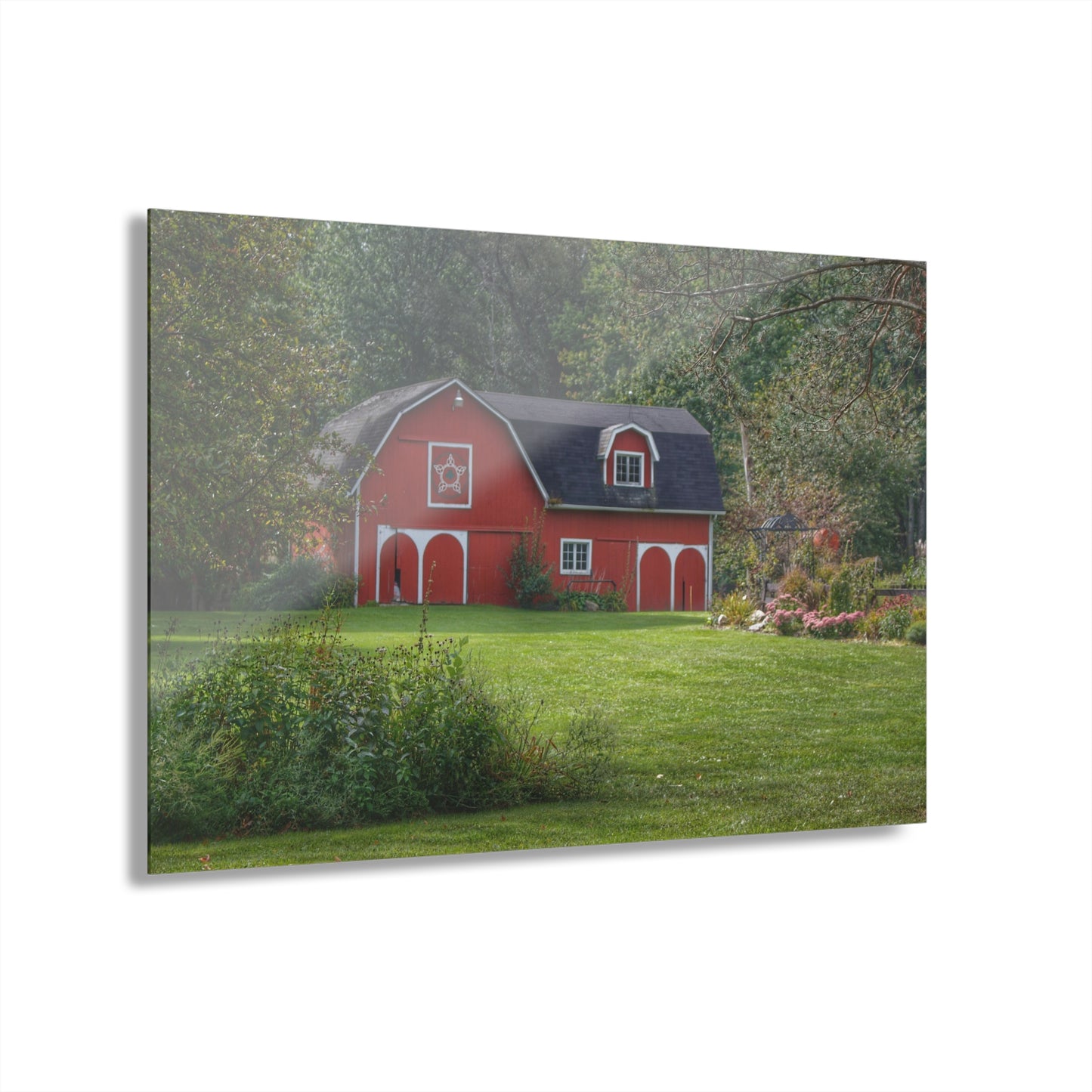 U R There Photography Charming Red Rustic Farmhouse Acrylic Wall Print