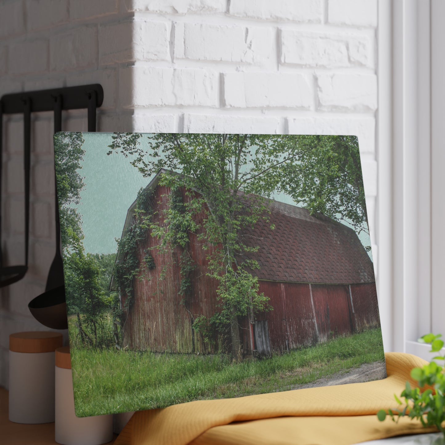 U R There Photography West Murphy Lake Red Rustic Farmhouse Tempered-Glass Cutting Board