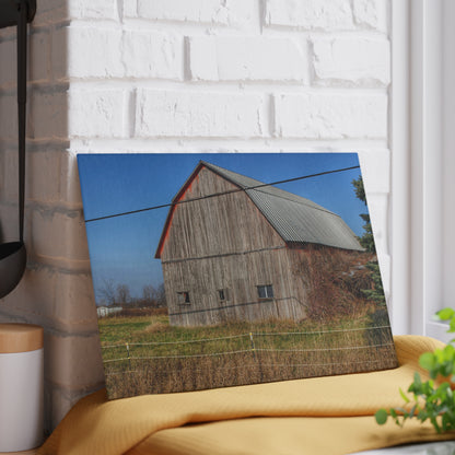 U R There Photography Dodge Road Grey I Rustic Farmhouse Tempered-Glass Cutting Board