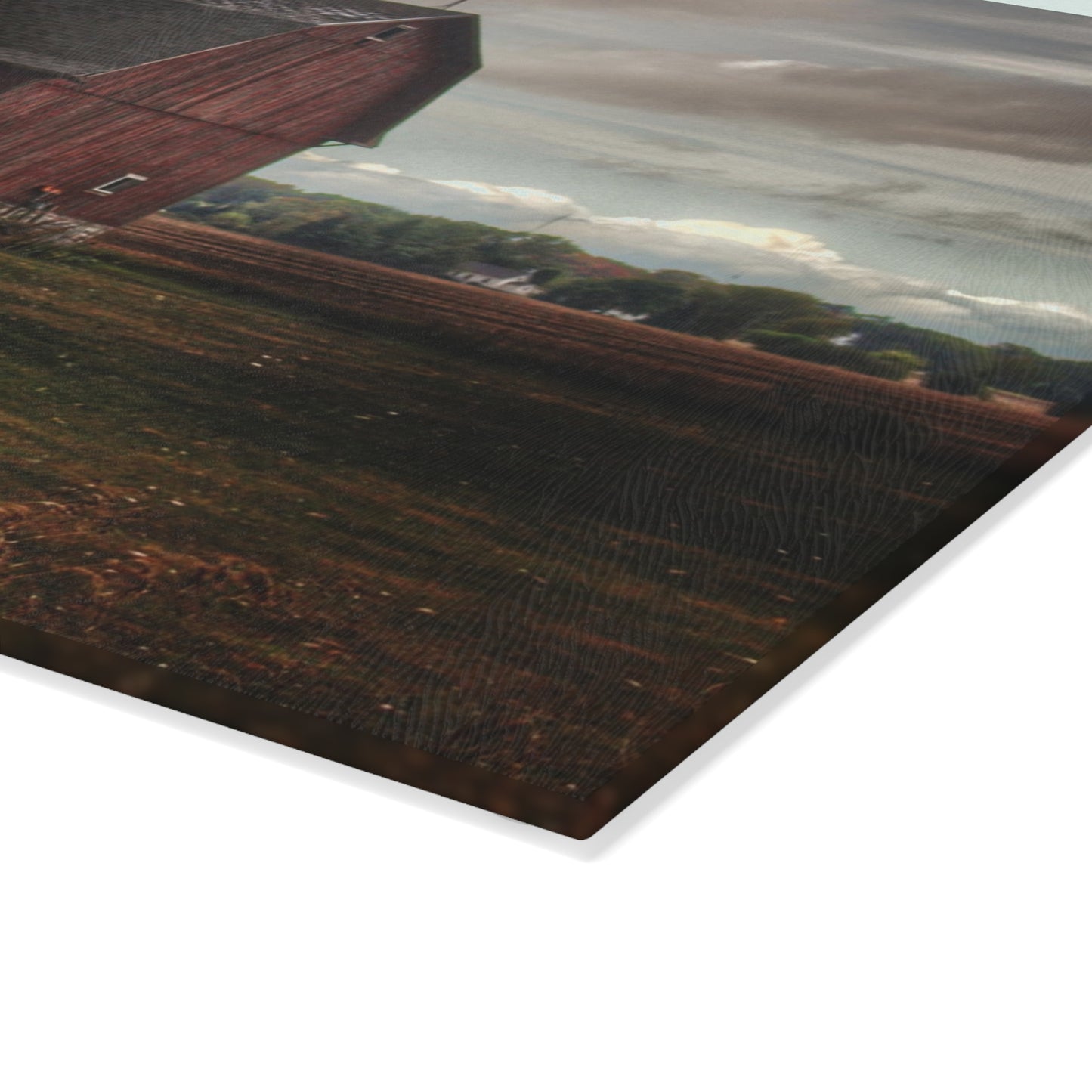 U R There Photography Fairgrove-Deckerville Red I Rustic Farmhouse Tempered-Glass Cutting Board