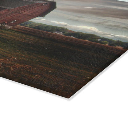 U R There Photography Fairgrove-Deckerville Red I Rustic Farmhouse Tempered-Glass Cutting Board