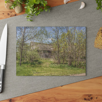 U R There Photography Bishop Road Grey I Rustic Farmhouse Tempered-Glass Cutting Board