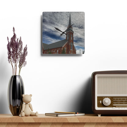 U R There Photography Frankenmuth Catholic Church Rustic Farmhouse Acrylic Analog Wall Clock