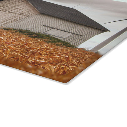 U R There Photography Merry Road Grey Rustic Farmhouse Tempered-Glass Cutting Board