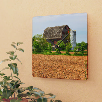U R There Photography Colwood Road Old Red Rustic Farmhouse Acrylic Analog Wall Clock
