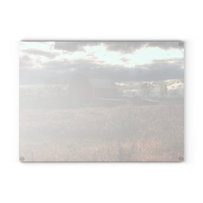 U R There Photography Booth Road Cow Barn II Rustic Farmhouse Tempered-Glass Cutting Board