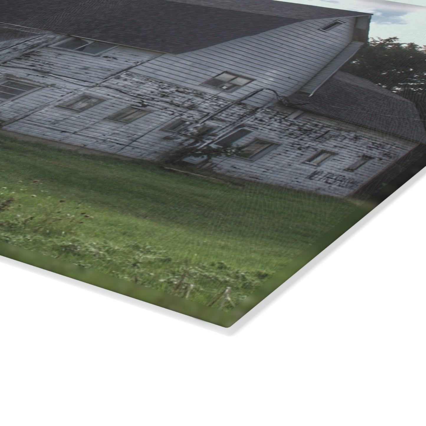 U R There Photography Metamora M-24 White Rustic Farmhouse Tempered-Glass Cutting Board