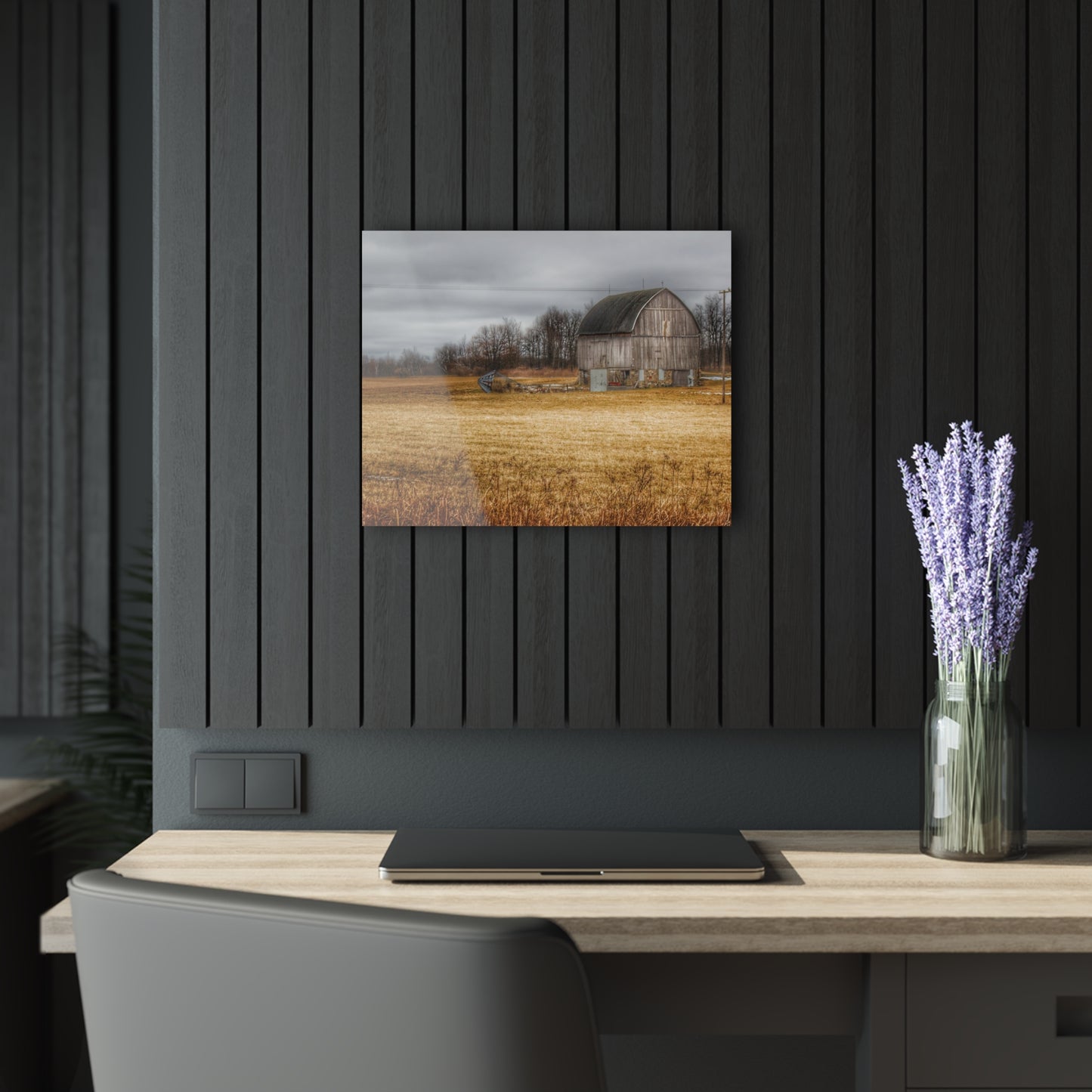 U R There Photography Laur Road Grey Rustic Farmhouse Acrylic Wall Print