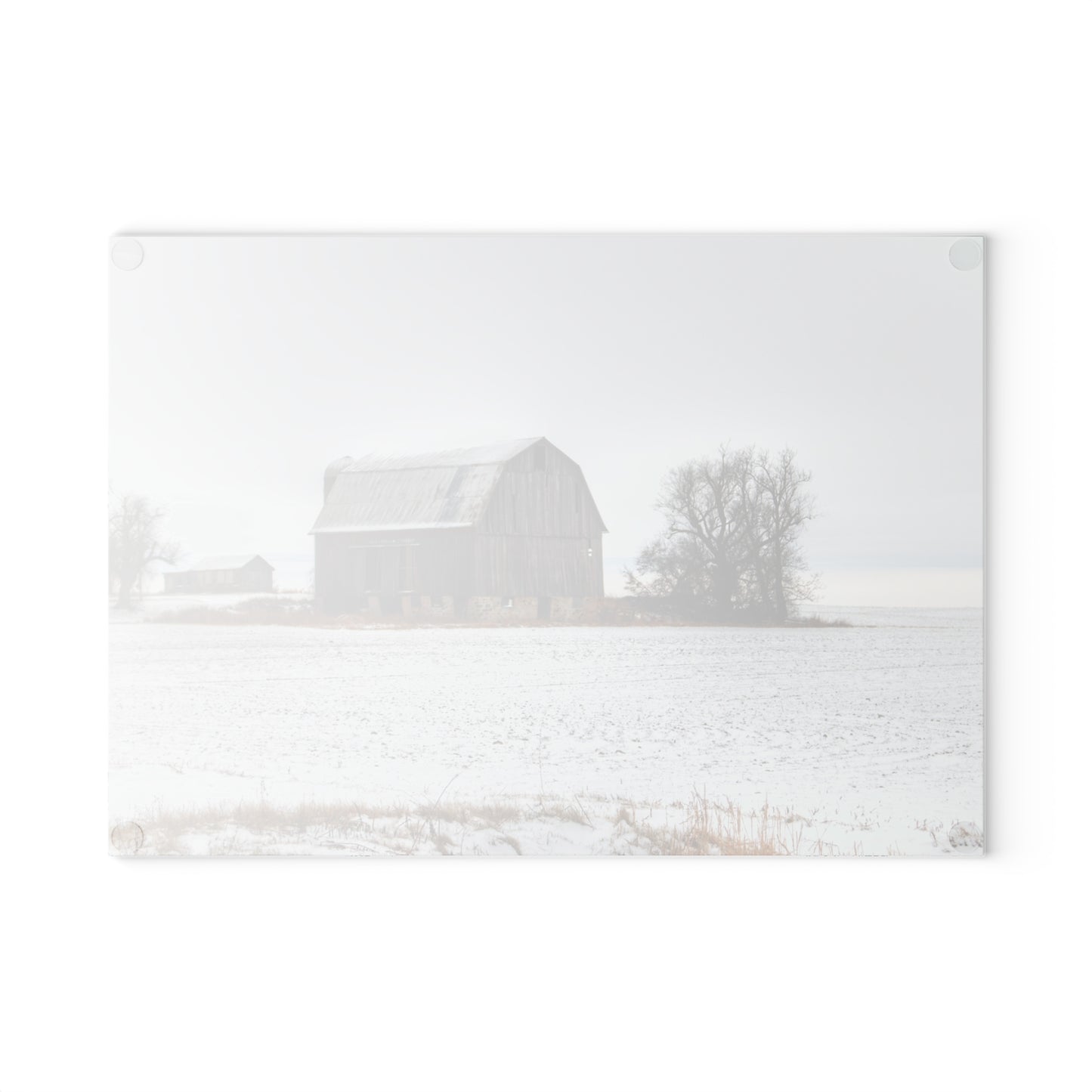 U R There Photography Frenchline Road Grey in Winter Rustic Farmhouse Tempered-Glass Cutting Board