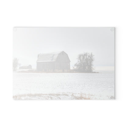 U R There Photography Frenchline Road Grey in Winter Rustic Farmhouse Tempered-Glass Cutting Board