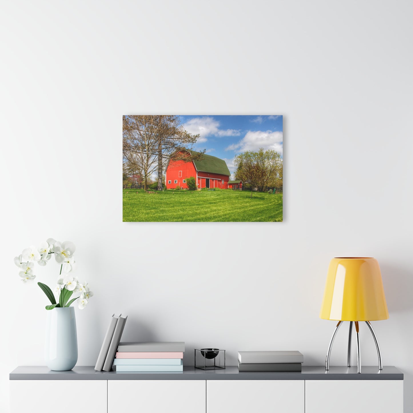 U R There Photography Barber Road Red Rustic Farmhouse Acrylic Wall Print