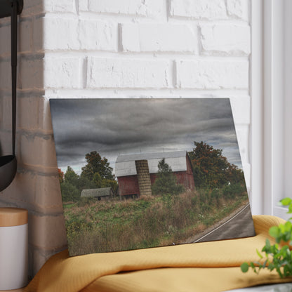 U R There Photography Columbiaville Red in Fall I Rustic Farmhouse Tempered-Glass Cutting Board