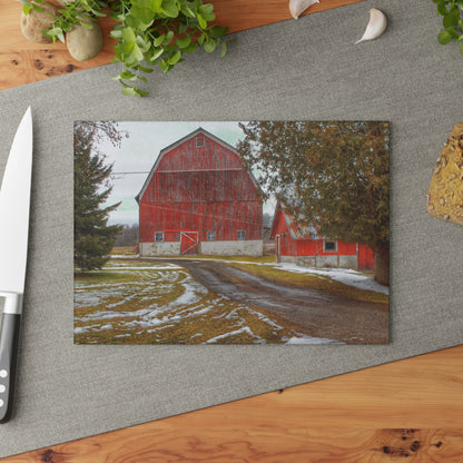 U R There Photography West Barnes Lake Reds Rustic Farmhouse Tempered-Glass Cutting Board