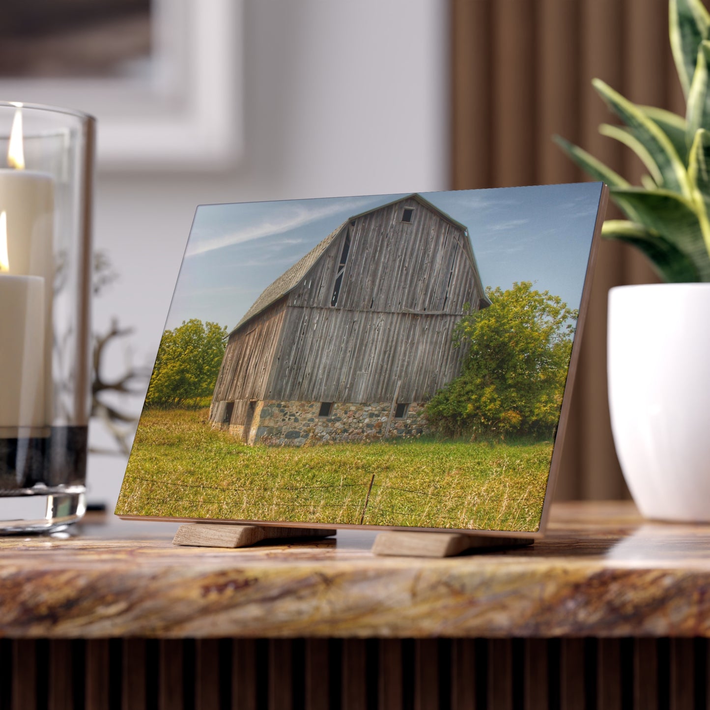 U R There Photography Cat Lake Grey II Rustic Farmhouse Decorative Ceramic Tile