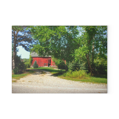 U R There Photography Caro Hidden Red Rustic Farmhouse Tempered-Glass Cutting Board