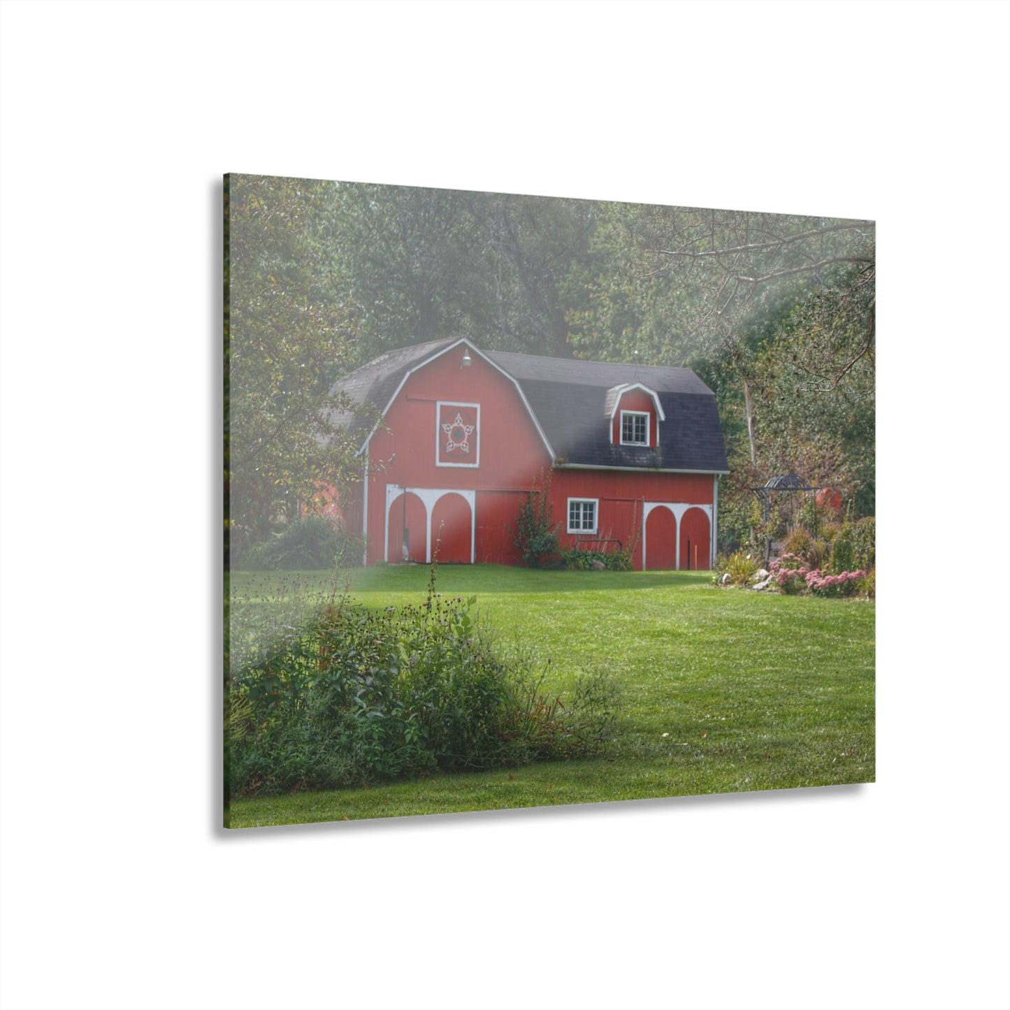 U R There Photography Charming Red Rustic Farmhouse Acrylic Wall Print