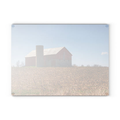U R There Photography Lee Hill Road Block Red Rustic Farmhouse Tempered-Glass Cutting Board