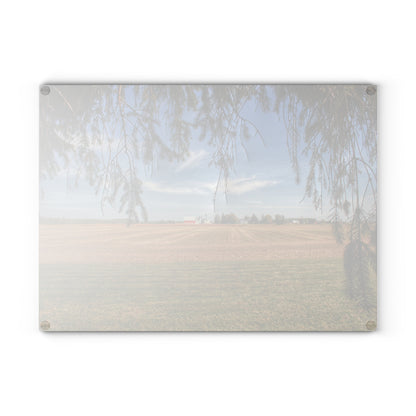 U R There Photography Cass City Farm Rustic Farmhouse Tempered-Glass Cutting Board