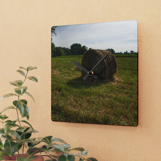 Rustic Farmhouse Wall Clock featuring Summer Haybales II