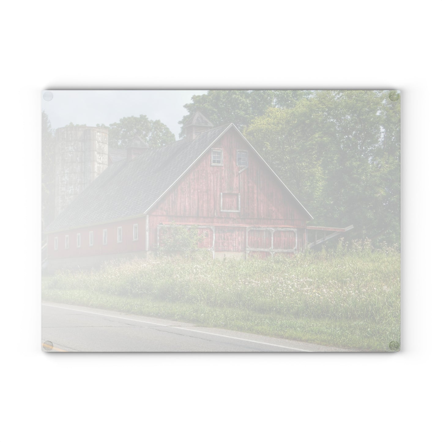 U R There Photography Metamora Red I Rustic Farmhouse Tempered-Glass Cutting Board