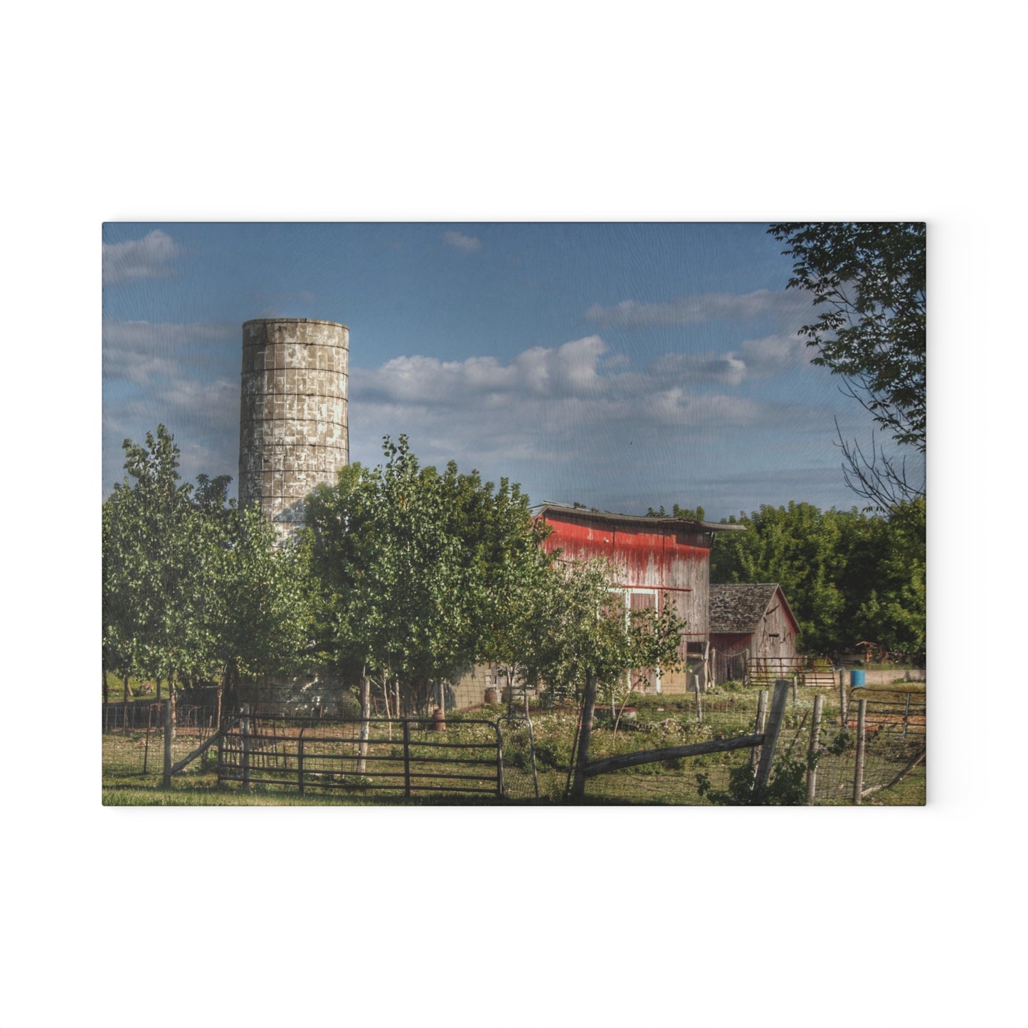 U R There Photography Henderson Road Farm Rustic Farmhouse Tempered-Glass Cutting Board