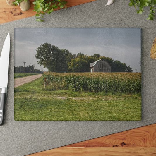 U R There Photography Quanicassee Road Grey Rustic Farmhouse Tempered-Glass Cutting Board