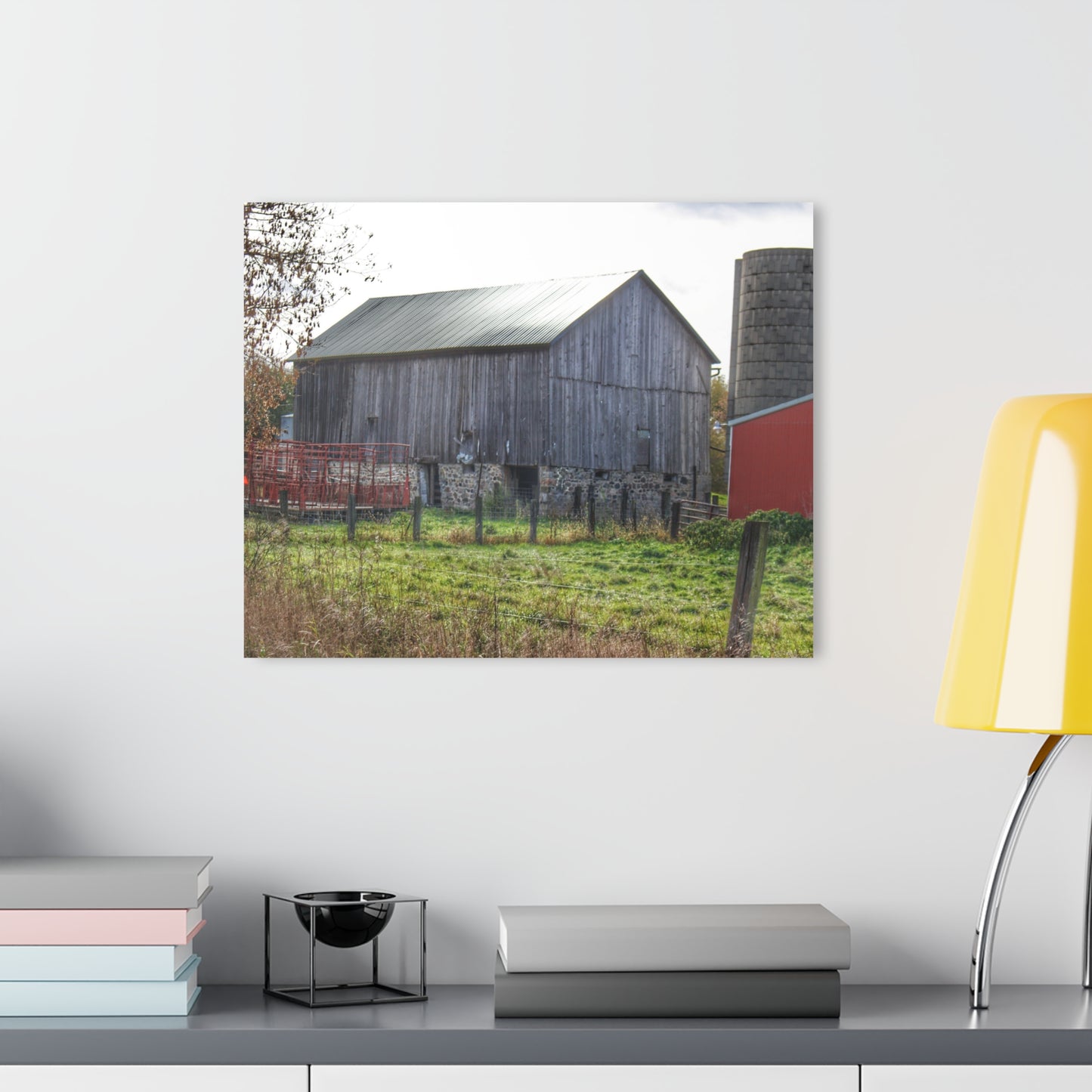 U R There Photography Slattery Road Fieldstone Grey Rustic Farmhouse Acrylic Wall Print