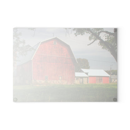 U R There Photography Crawford Road Red II Rustic Farmhouse Tempered-Glass Cutting Board