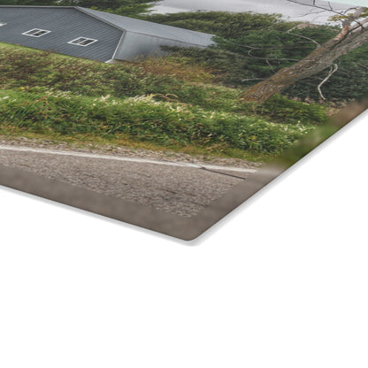 U R There Photography Hinson Road Grey Quonset Rustic Farmhouse Tempered-Glass Cutting Board