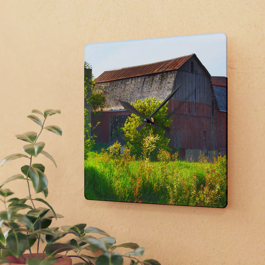 Rustic Farmhouse Wall Clock featuring Leslie Road Red II
