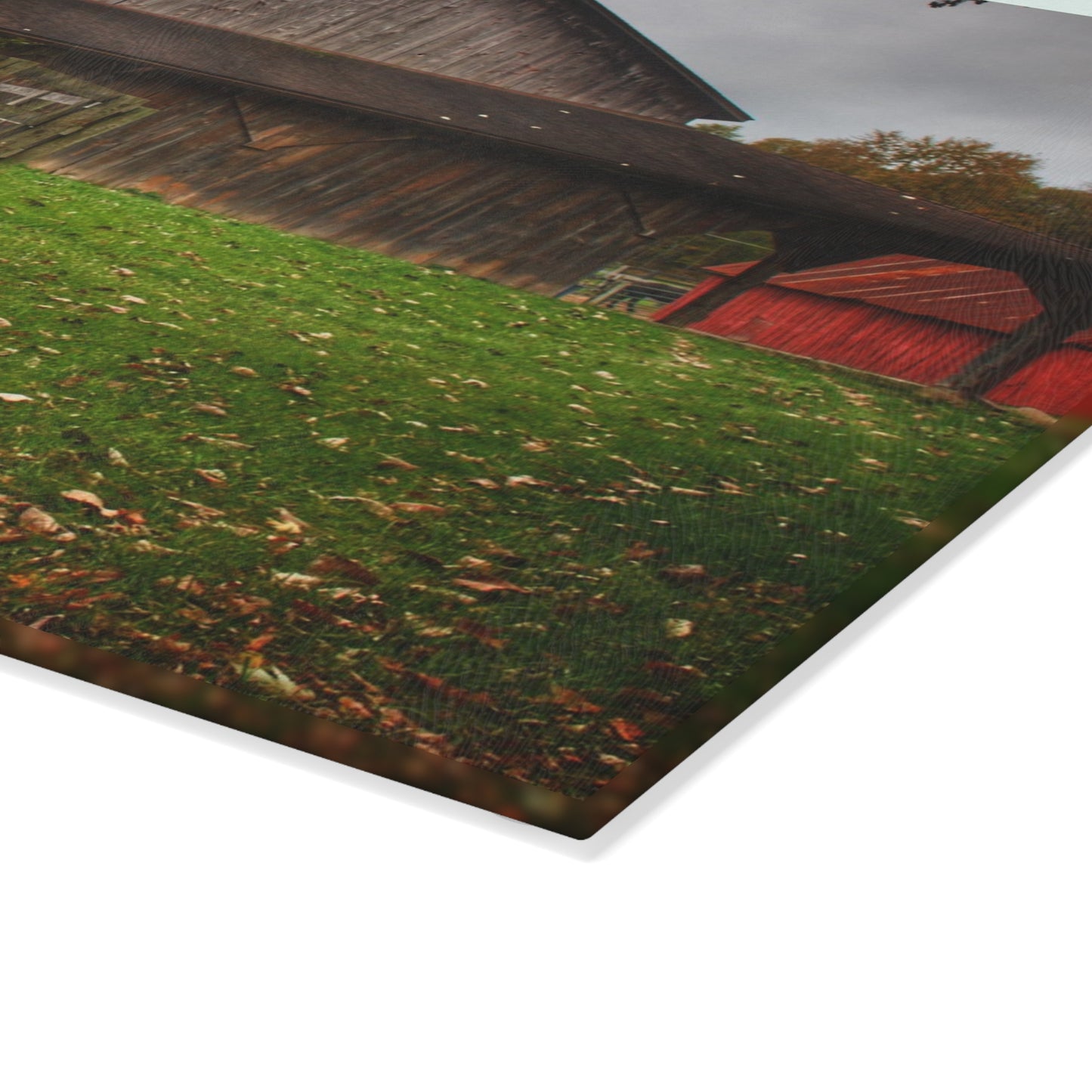 U R There Photography Chalet Grey II Rustic Farmhouse Tempered-Glass Cutting Board