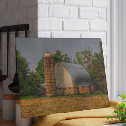 U R There Photography Carpenter Road White II Rustic Farmhouse Tempered-Glass Cutting Board