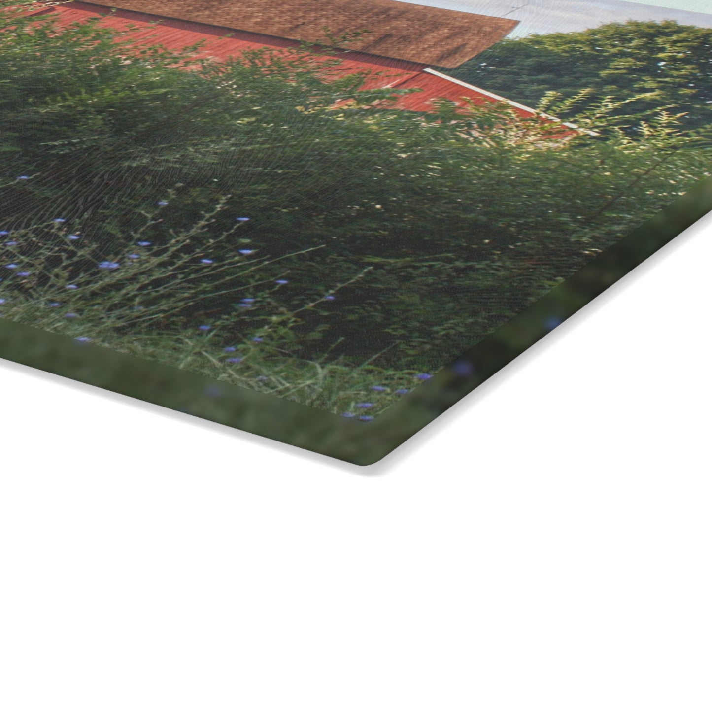 U R There Photography Genesee Road Red I Rustic Farmhouse Tempered-Glass Cutting Board