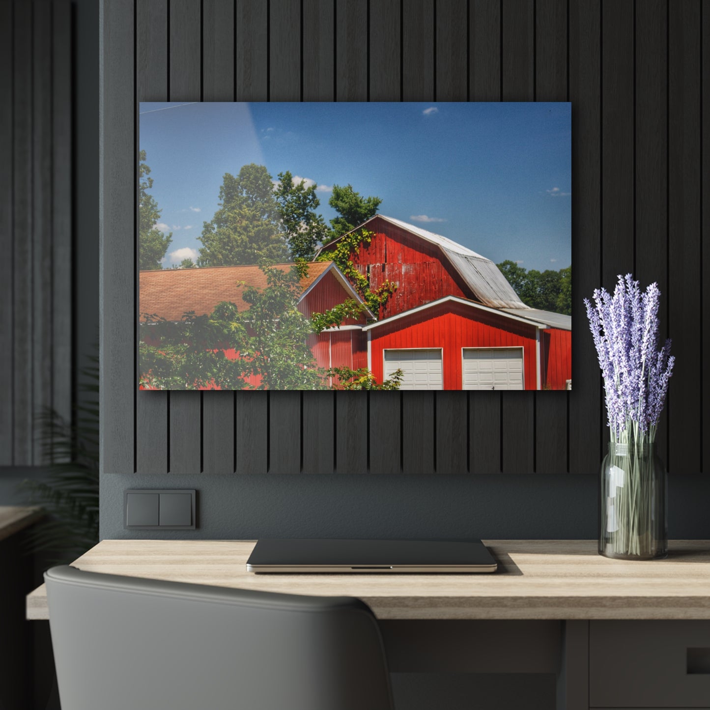 U R There Photography McKeen Lake Road Reds I Rustic Farmhouse Acrylic Wall Print