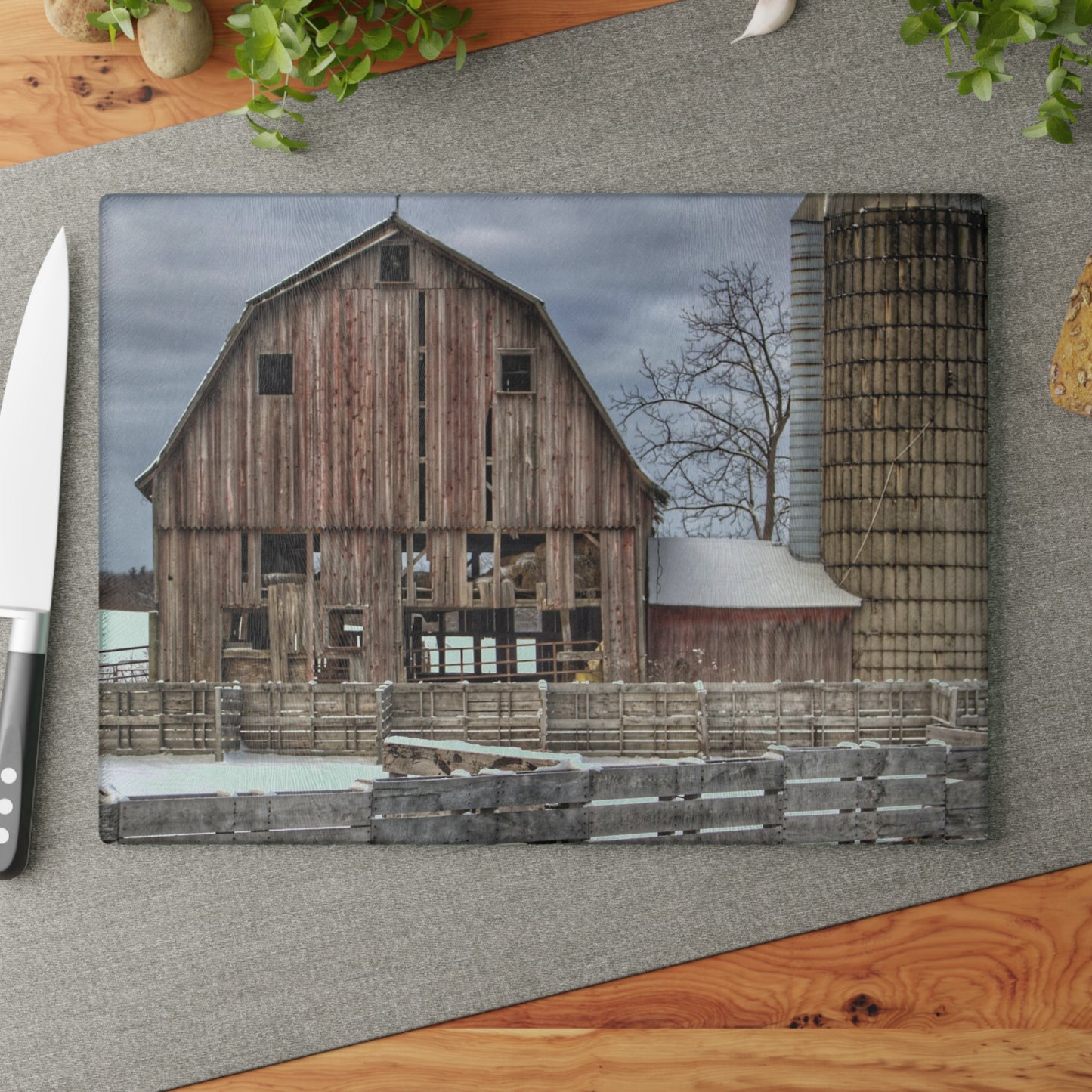 U R There Photography Old Marathon Rustic Farmhouse Tempered-Glass Cutting Board