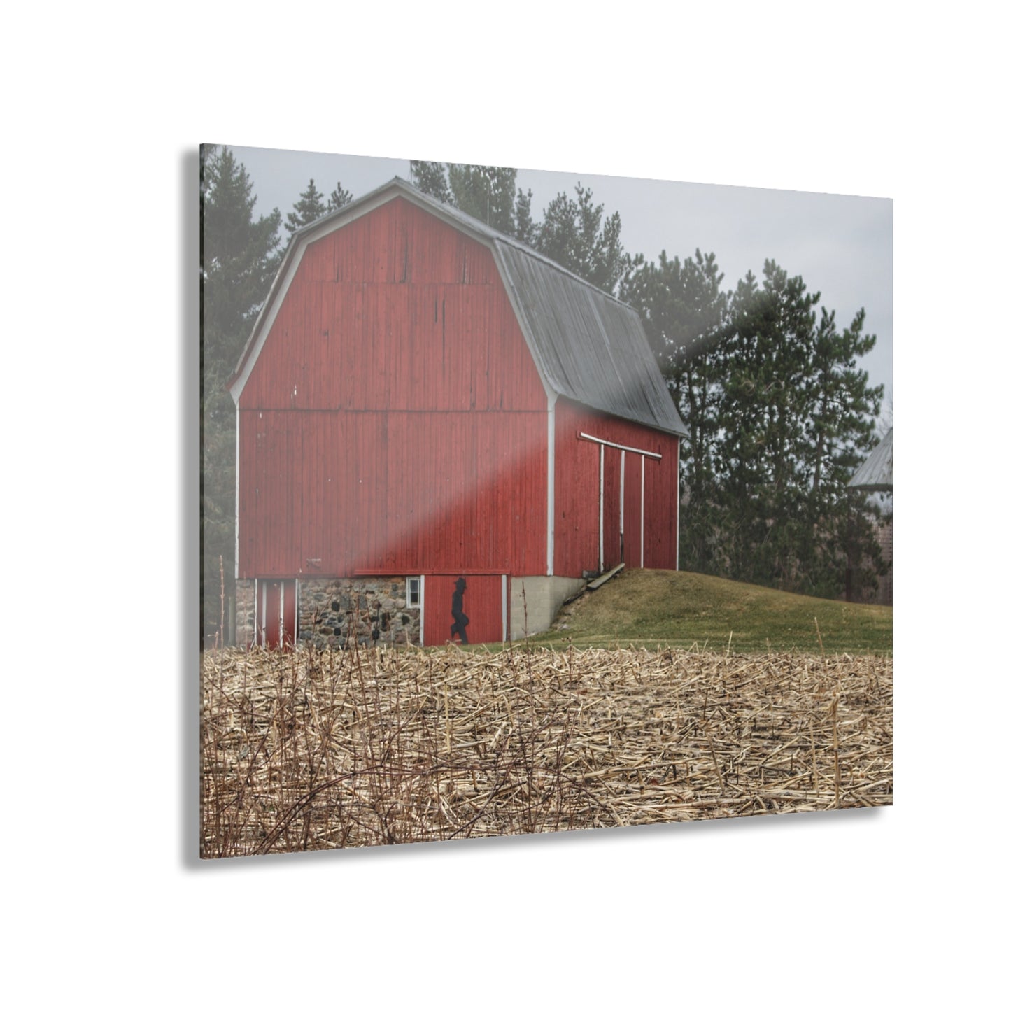 U R There Photography Fostoria Road Standing Man Red Rustic Farmhouse Acrylic Wall Print