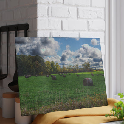 U R There Photography Haybale Heaven 2020 Rustic Farmhouse Tempered-Glass Cutting Board