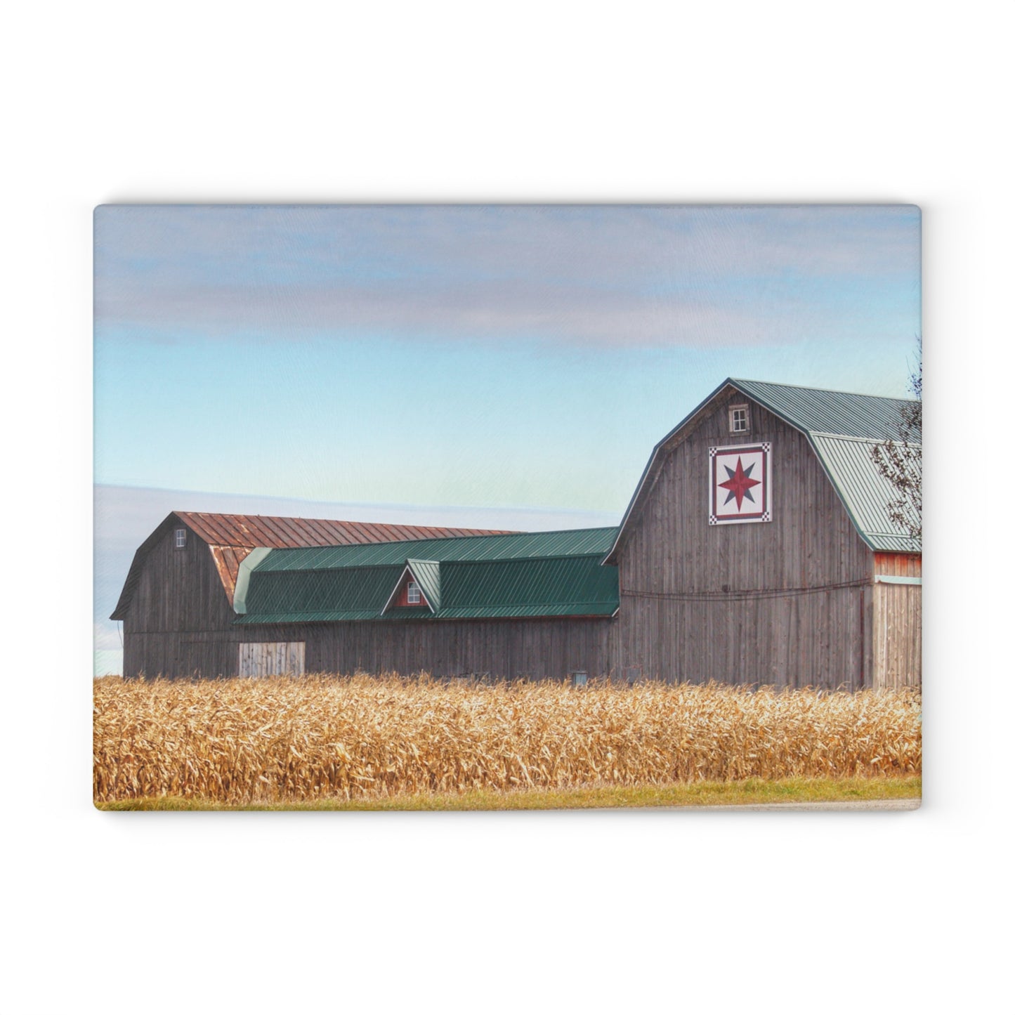 U R There Photography Frankenmuth Greys Rustic Farmhouse Tempered-Glass Cutting Board
